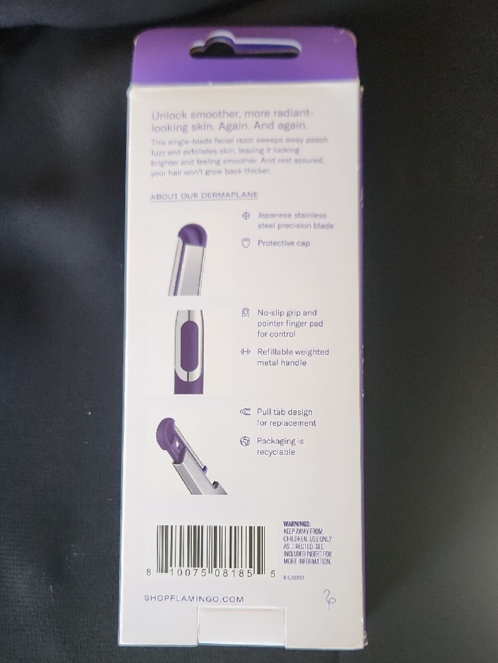 NIB Flamingo Purple Dermaplane Razor with Replacement Cartridge - Picture 2 of 4